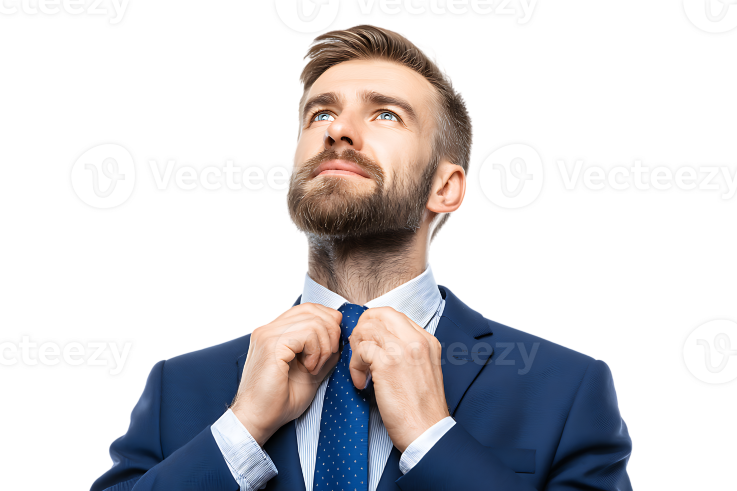 Isolated Elegant Successful Businessman Looking Upwards with a Thoughtful Face Transparent png
