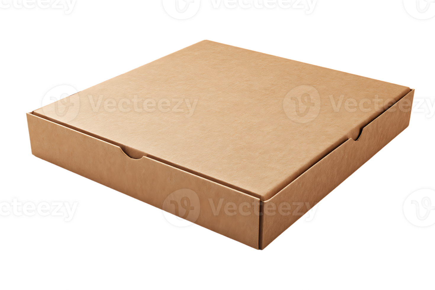 Brown Cardboard Pizza Box Isolated Against A Plain Black Background In Studio png