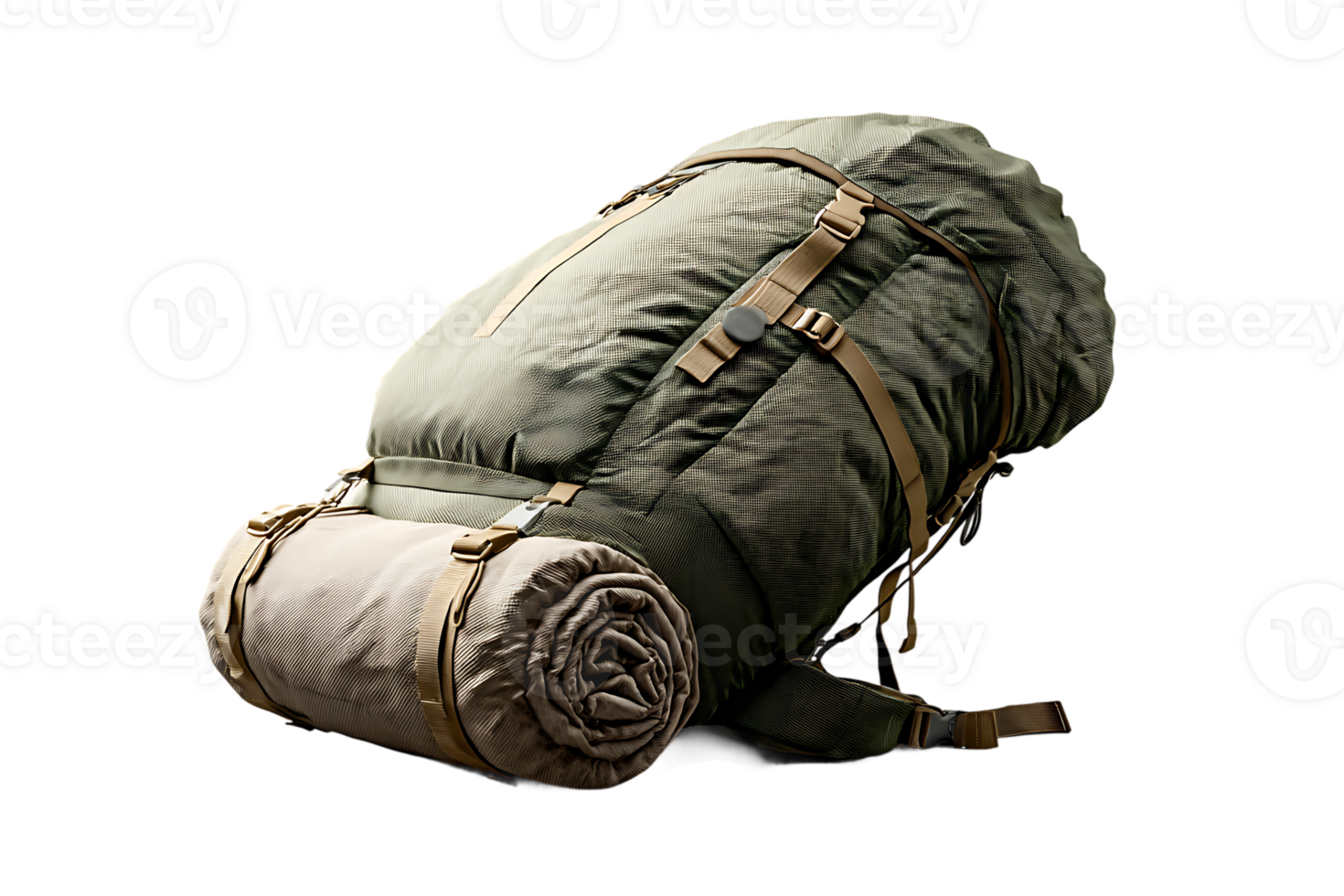 Outdoor Camping Hiking Backpack Load Isolated on Transparent Background Ready For Designers png
