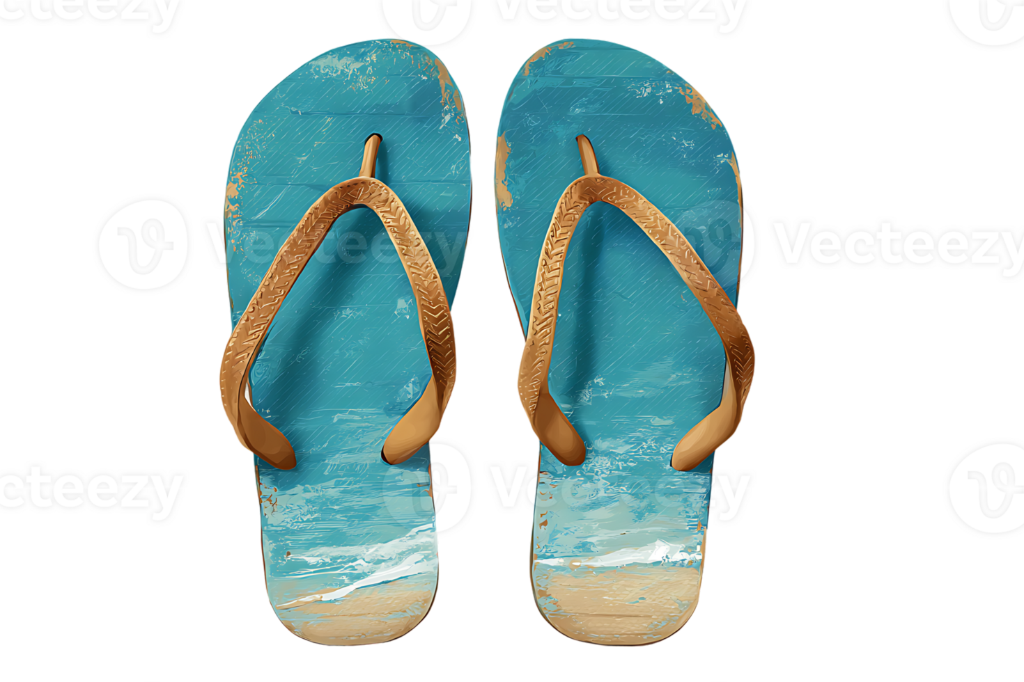 Pair of Blue Flip Flops Isolated on a Transparent Background Image Summer png