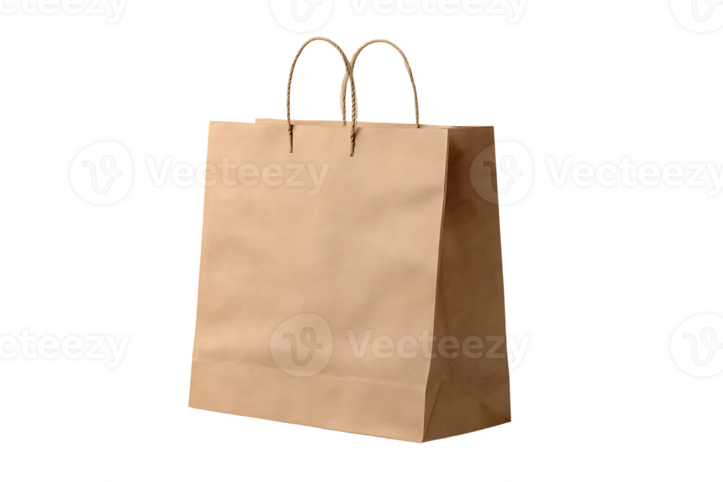 Brown paper bag with handle isolated transparent background mock up object png