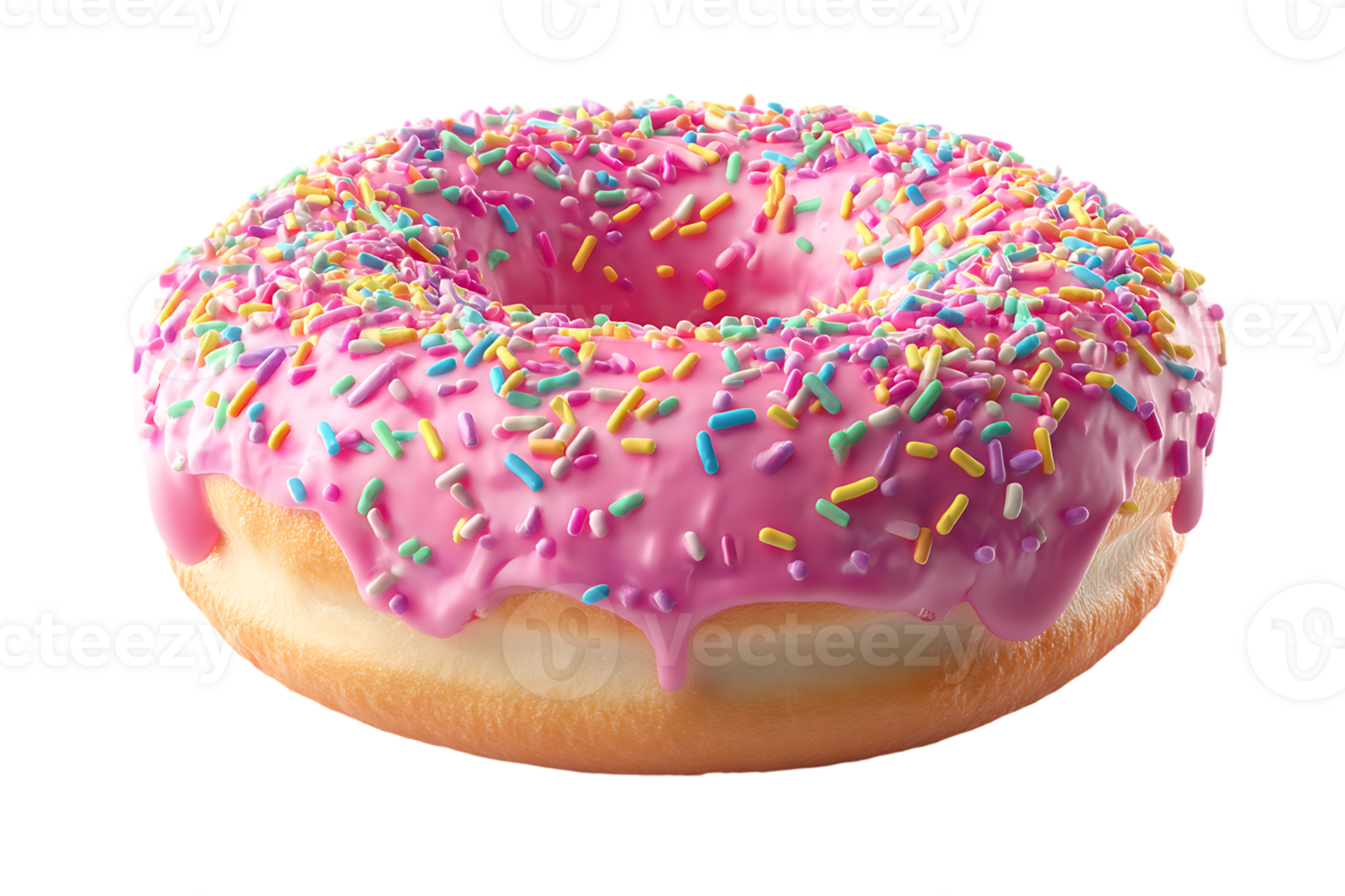 Delicious Pink Donut with Sprinkles on Transparent Background for Food Photography Project png