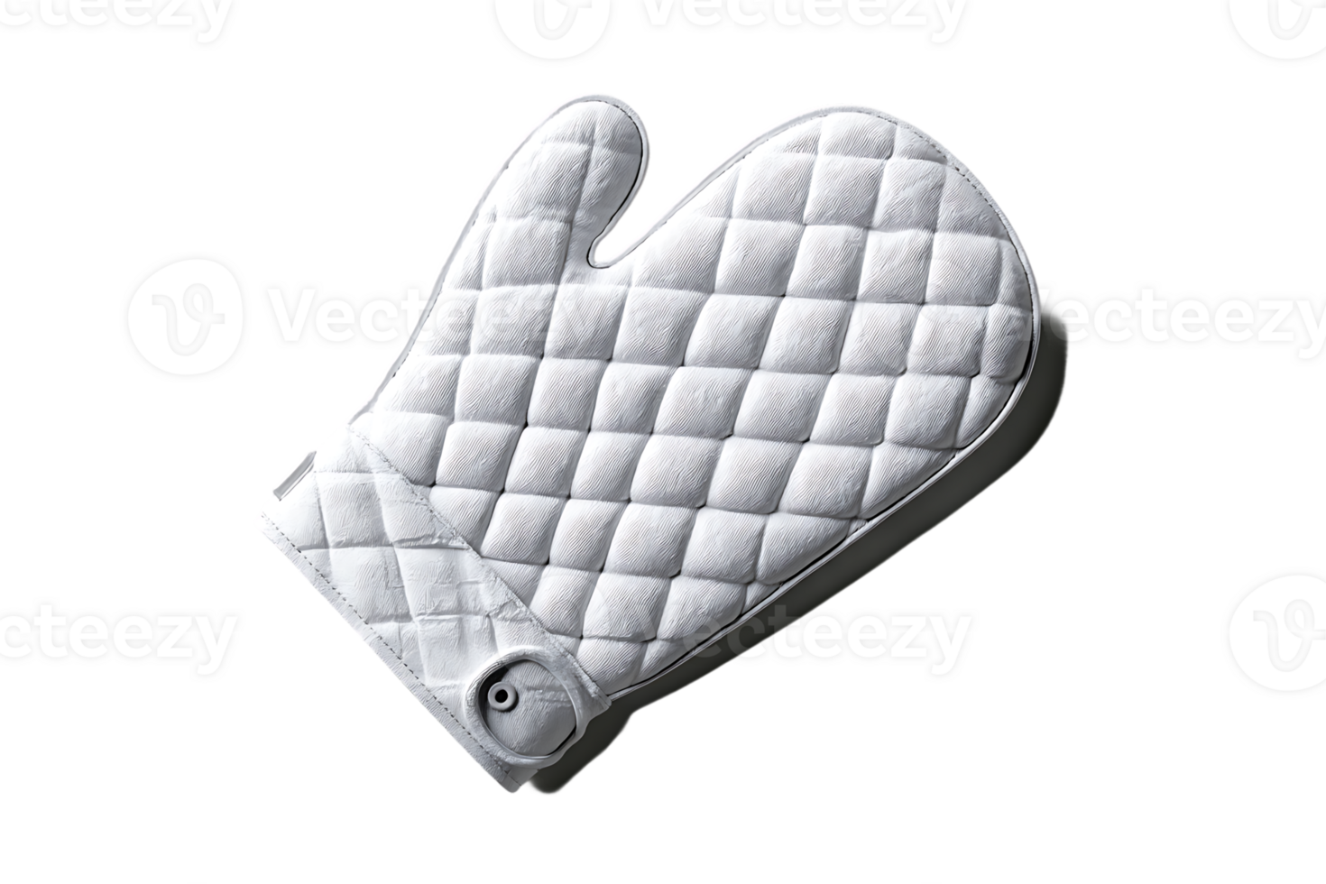 Isolated White Oven Mitt with Diamond Pattern Quilted Design on Transparent Background png
