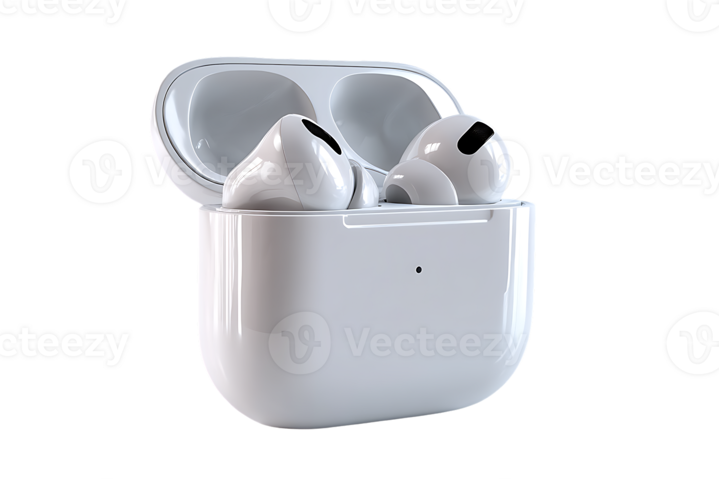 Wireless Earphones in Case Transparent Background Isolated Close Up and Detail png
