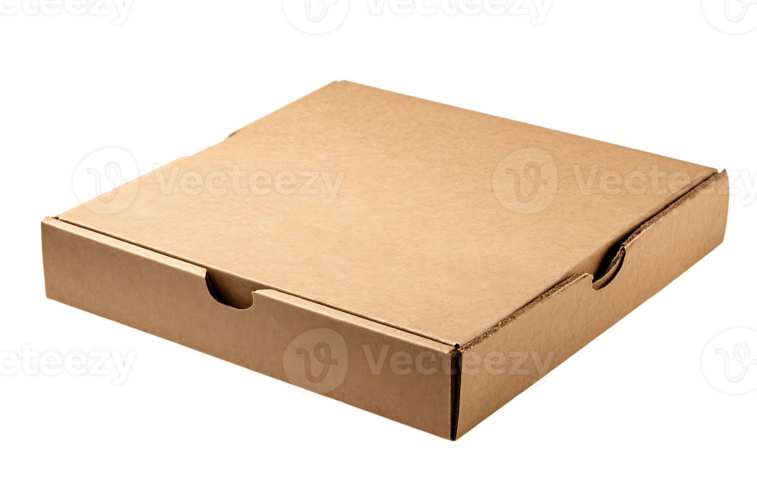 Simple Brown Pizza Box Isolated Flat Food Shipping Box Transparent Background png