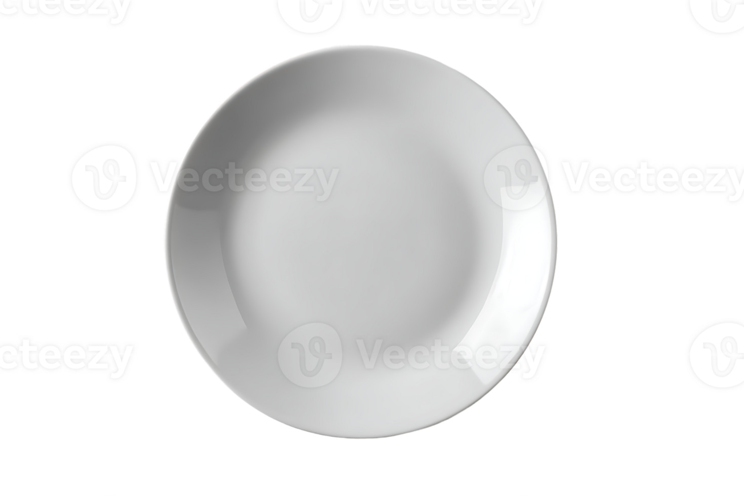 Overhead View of a White Plate on a Transparent Background with Isolated Design png
