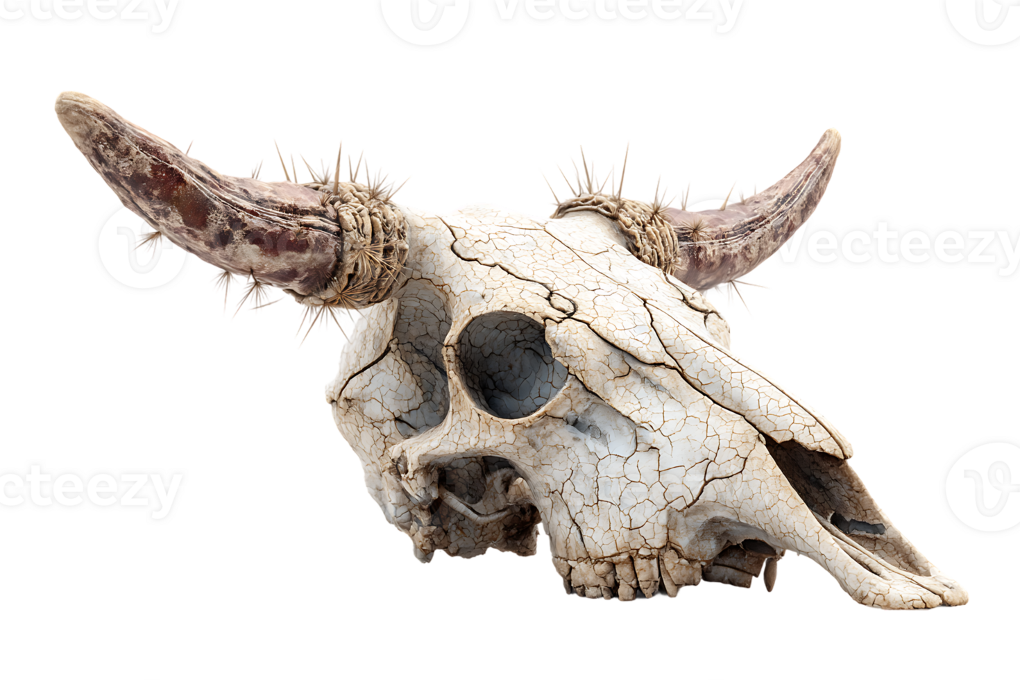 Animal Skull Transparent Background Isolated Cow Skull with Horns Death Concept png