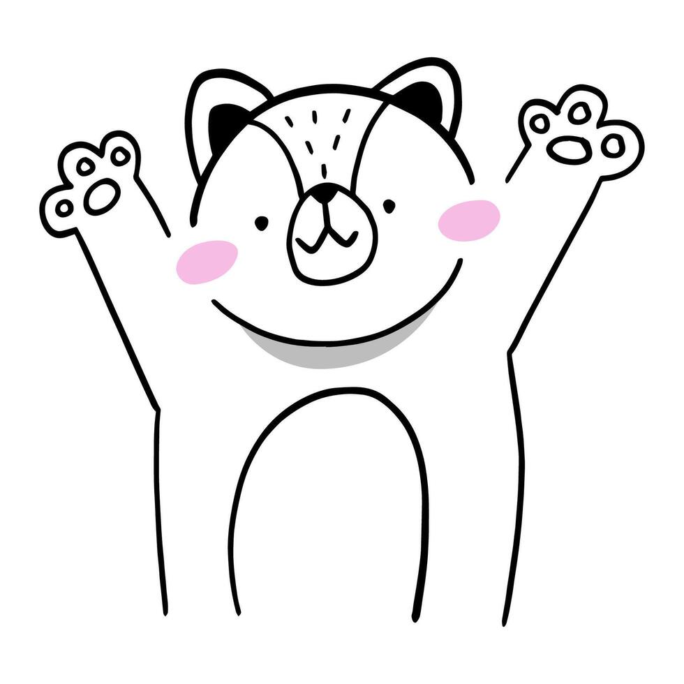Hugging Bear Cub, a charming, minimalist illustration of a cheerful bear cub with outstretched paws vector