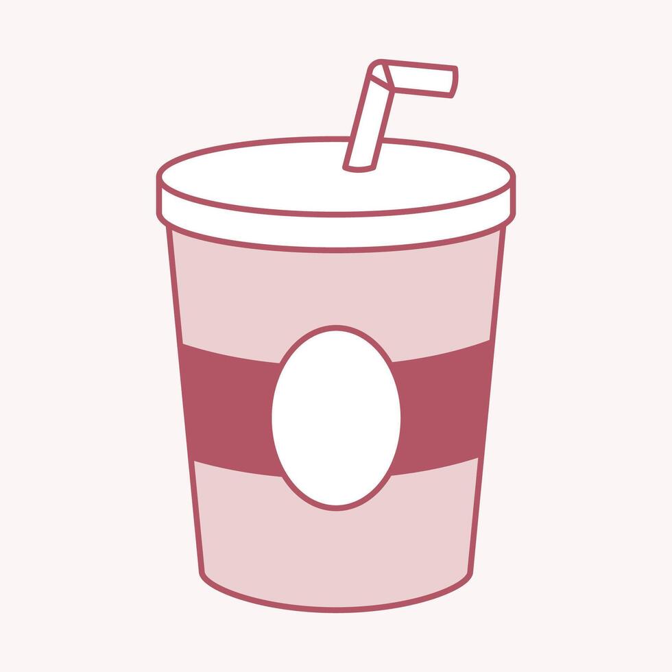 Refreshing Sip, A minimalist line drawing of a soda cup with a straw vector