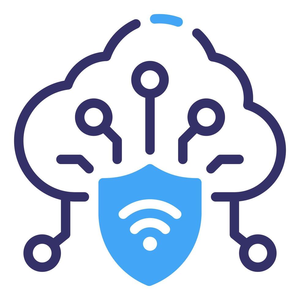 Cloud Security Linear Blue Color Icon vector
