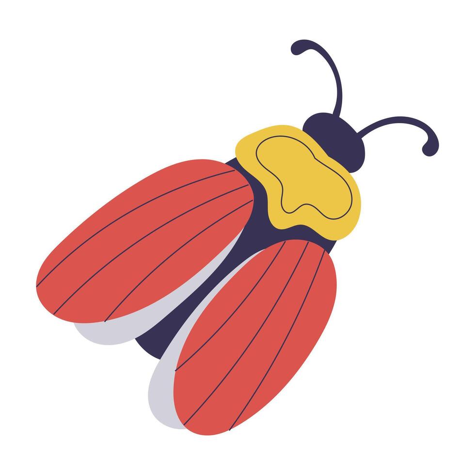 Playful Red and Yellow Bug Illustration vector