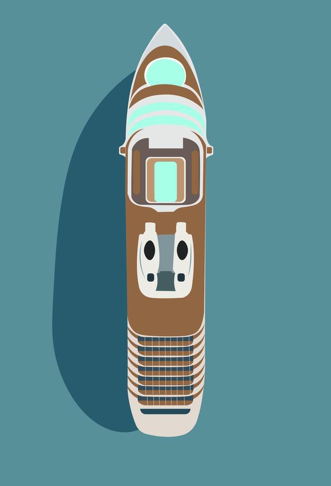 Elevated view of a Luxurious cruise ship sailing across the vast expanse of ocean, depicting travel, leisure, and adventure. vector