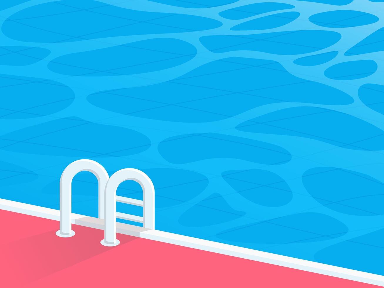 Swimming pool ladder, summer, poolside, vacation, relaxation, refreshing, summer vacation, blue water, pink deck, swimming, cool, summer fun, leisure, holiday, tropical, paradise, resort, hotel. vector
