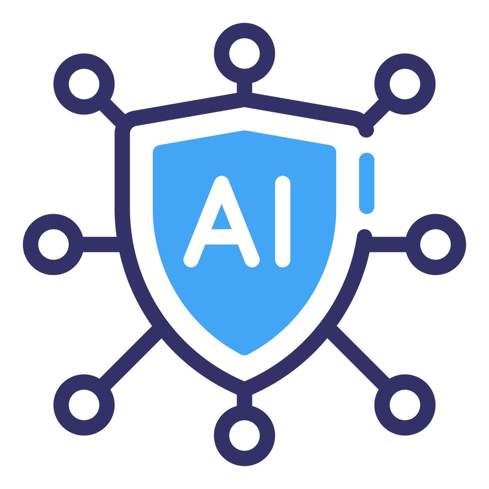 Cyber Intelligence Linear Blue Color Icon vector