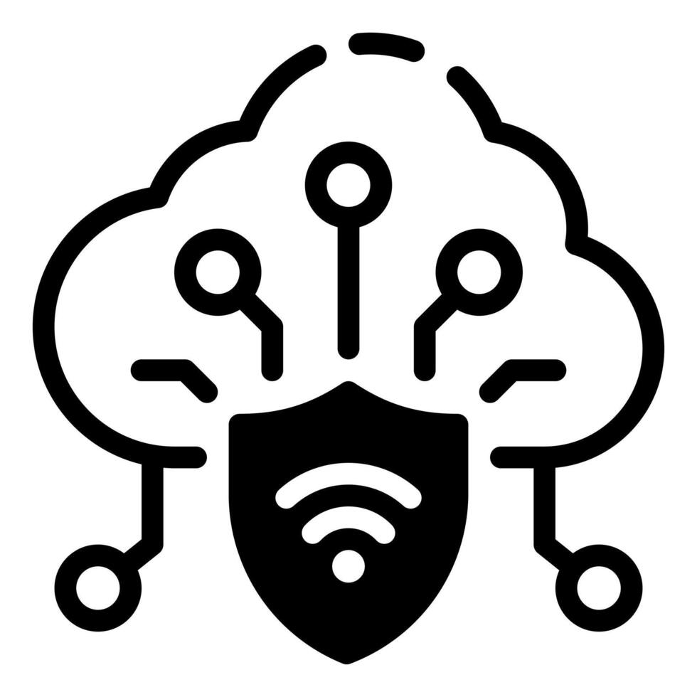 Cloud Security Semi Solid Glyph Icon vector