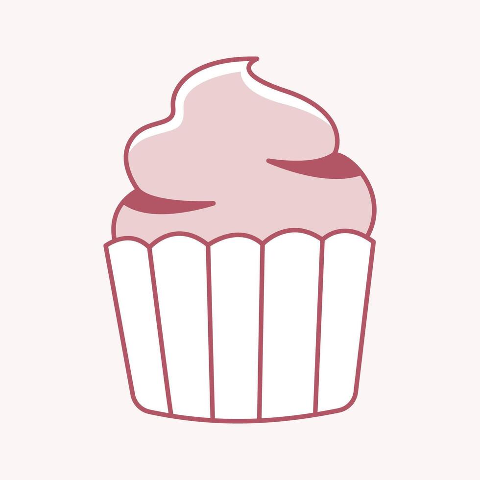 Sweet Treat Delight, A delightful illustration of a cupcake with a swirl of creamy frosting, perfect for conveying the joy of sweet indulgence. vector