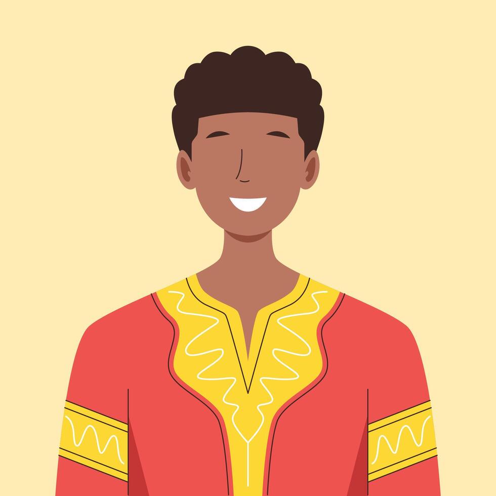 Smiling Tribal African Man with Traditional Cloth Illustration vector