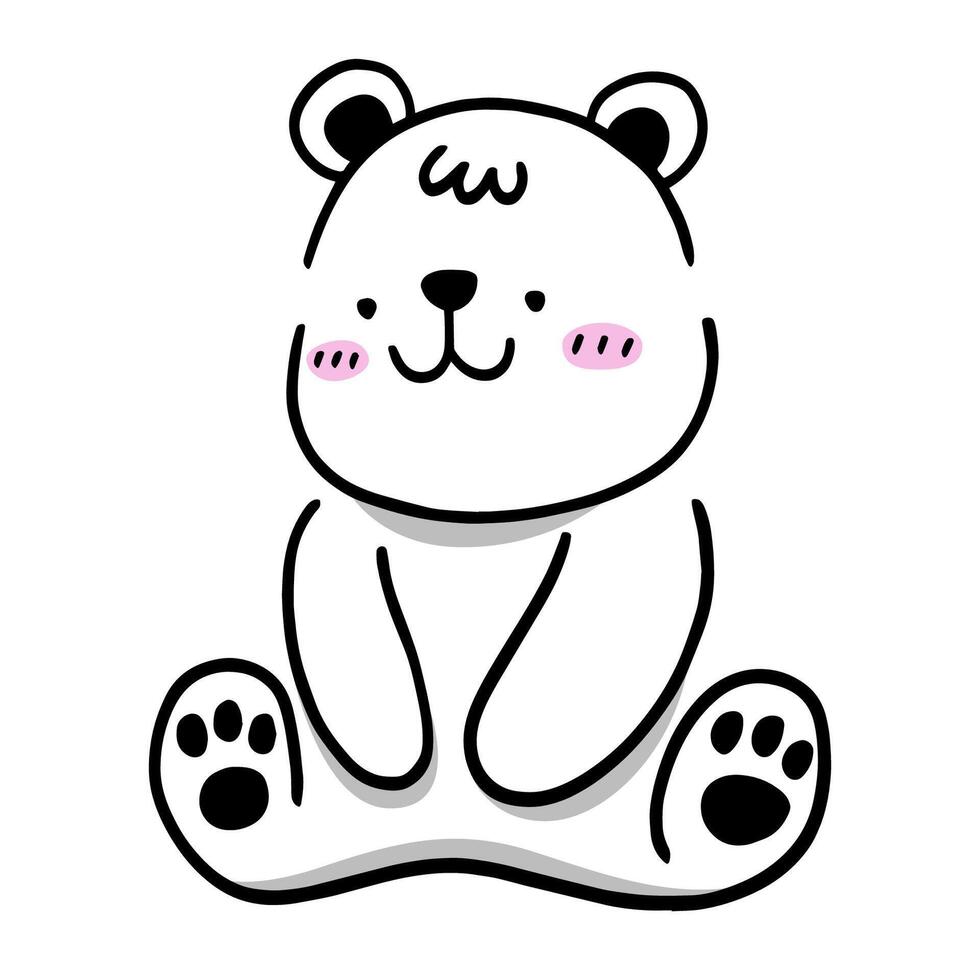 Cute Sitting Bear, An adorable cartoon-style illustration of a sweet bear in a sitting position, exuding warmth and charm, featuring simplistic design elements. vector
