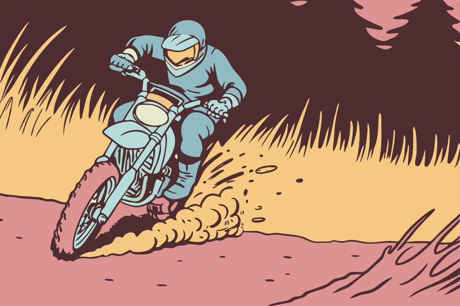 A man riding a dirt bike on a trail vector