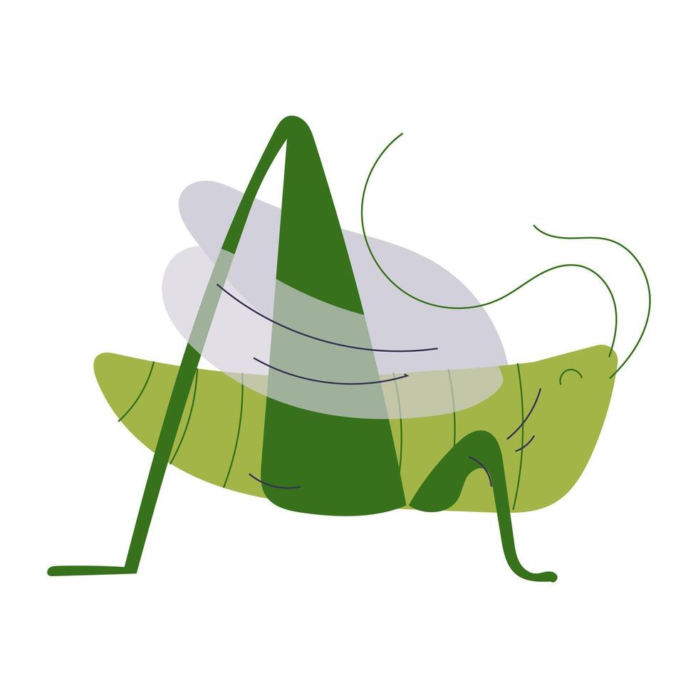 Happy Cute Grasshopper Cartoon Flat Illustration vector