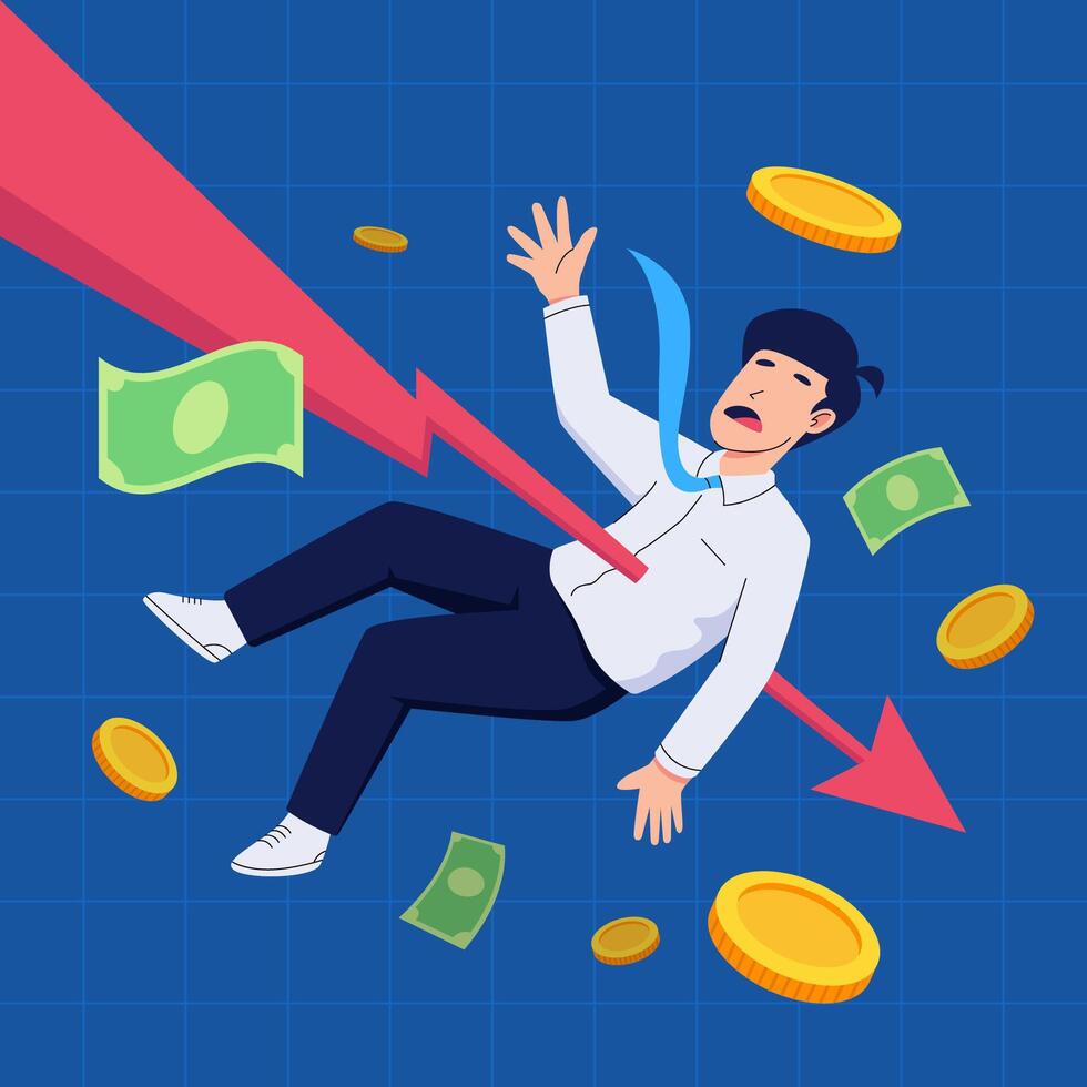 A Man Affected by The Stock Market Crash Illustration vector