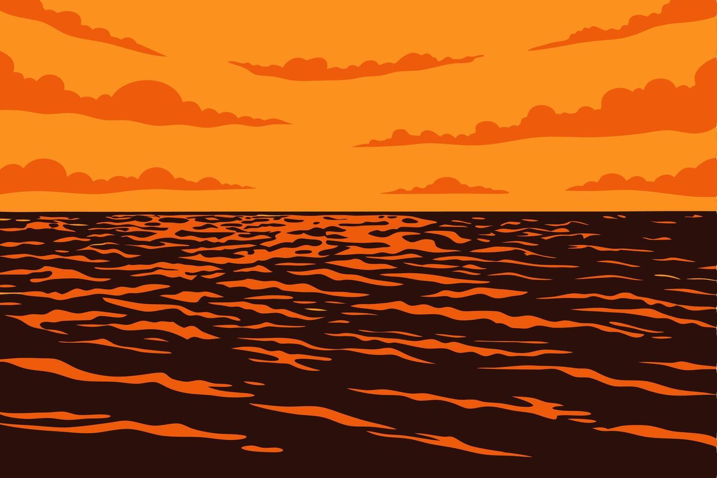 A sunset over the ocean with clouds vector