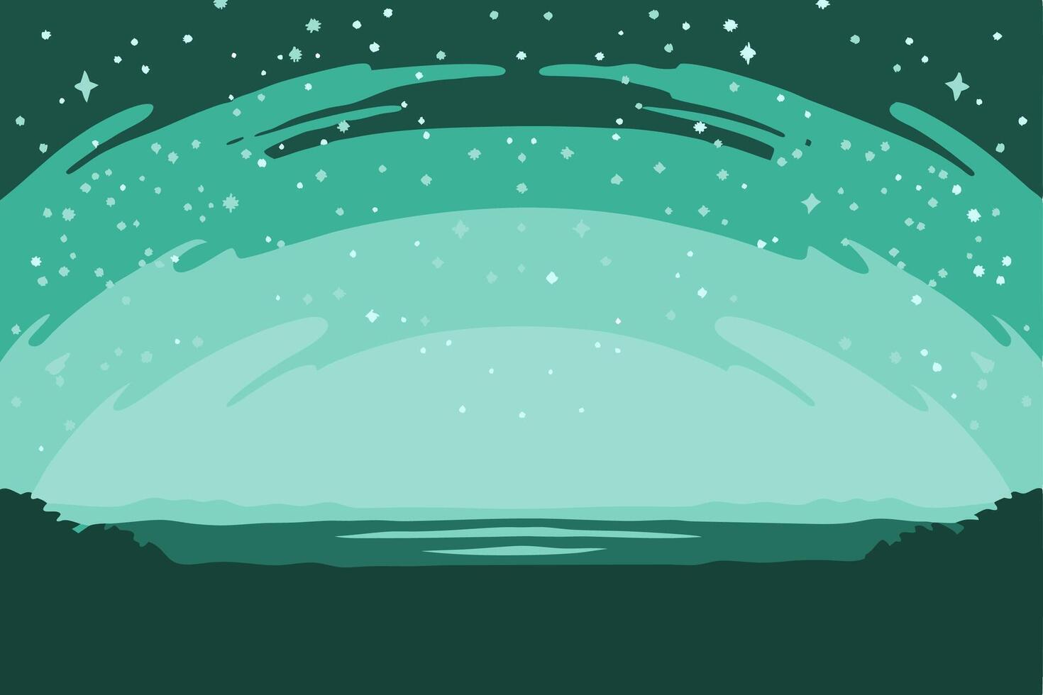A green background with stars and water vector