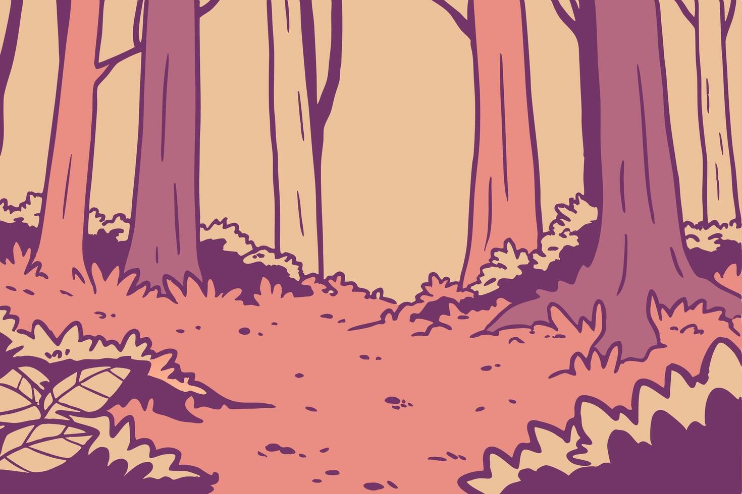 A cartoon illustration of a forest path vector