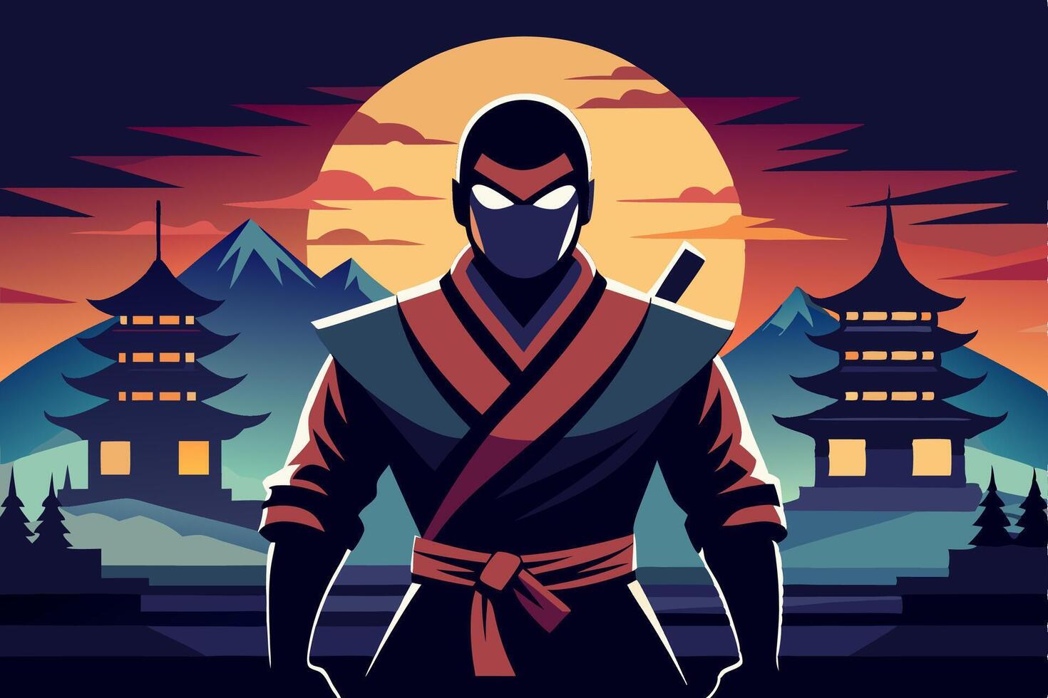 ninja character illustration vector