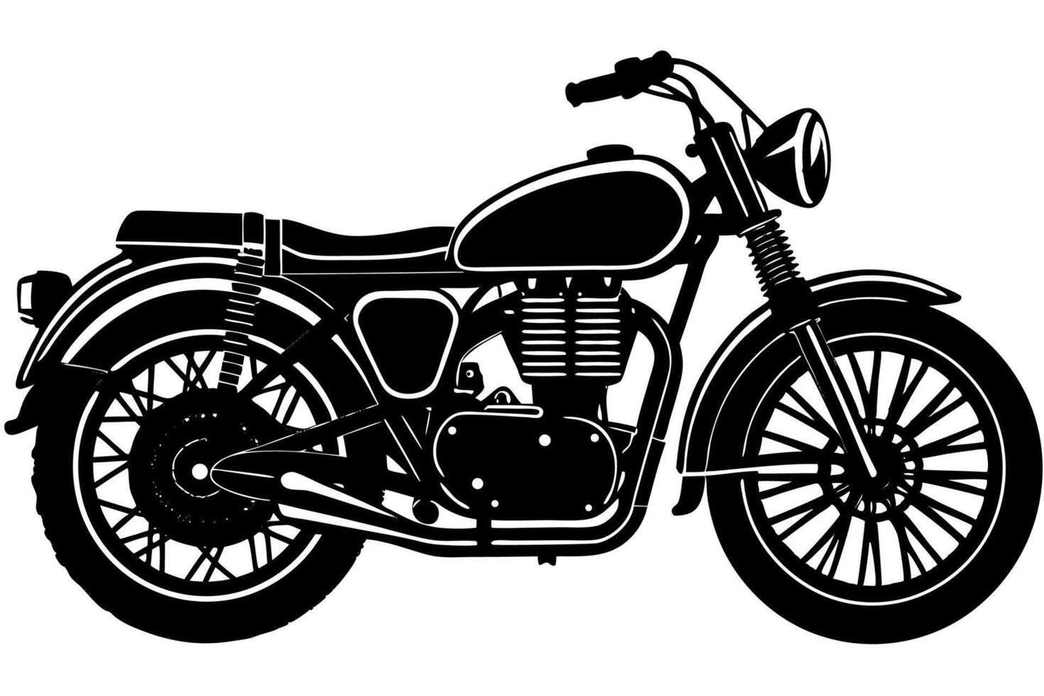 A black and white illustration of a motorcycle vector
