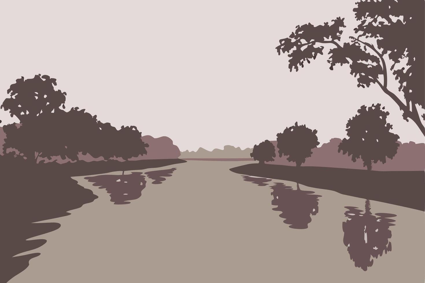A river with trees and water in the background vector