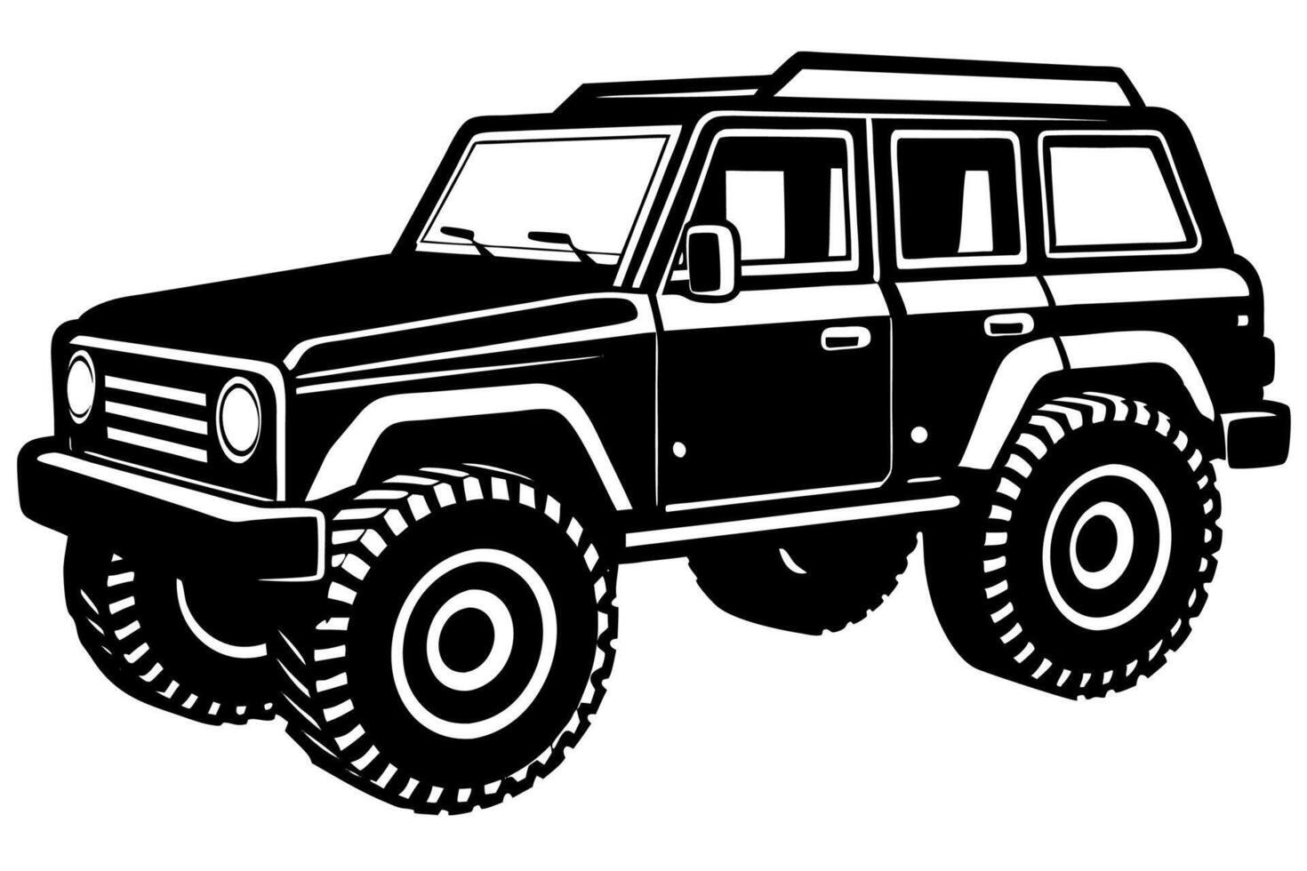 Black and white off road vehicle clip art vector