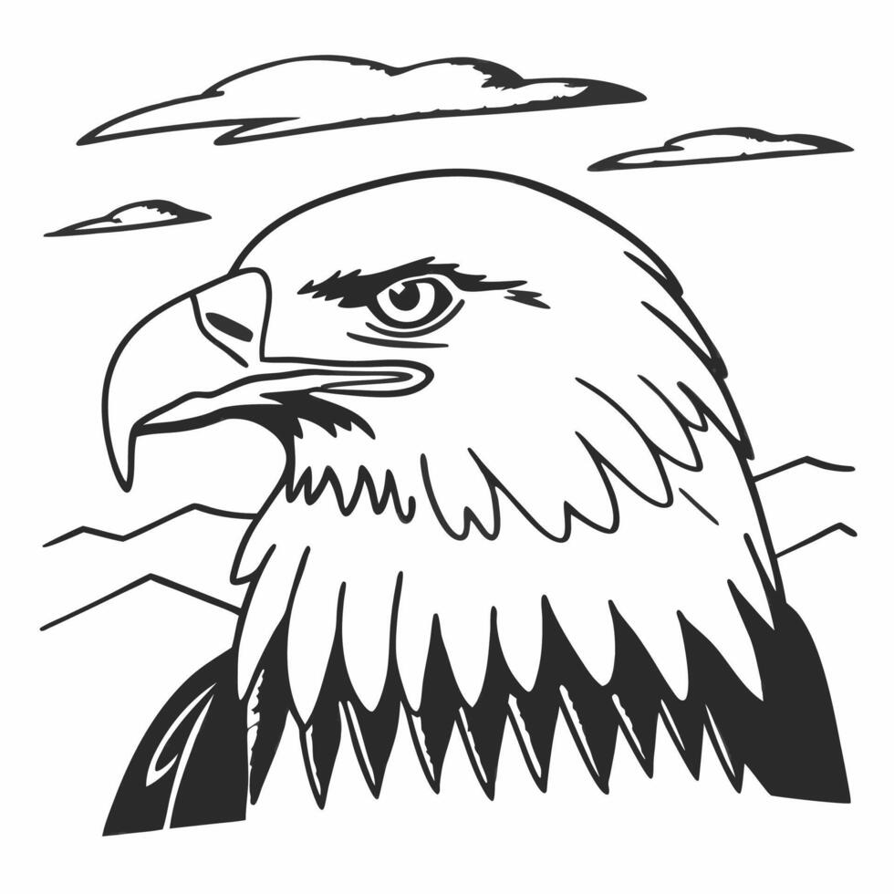 An eagle head is shown in this drawing vector