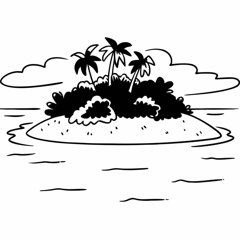 Tropical island coloring pages vector