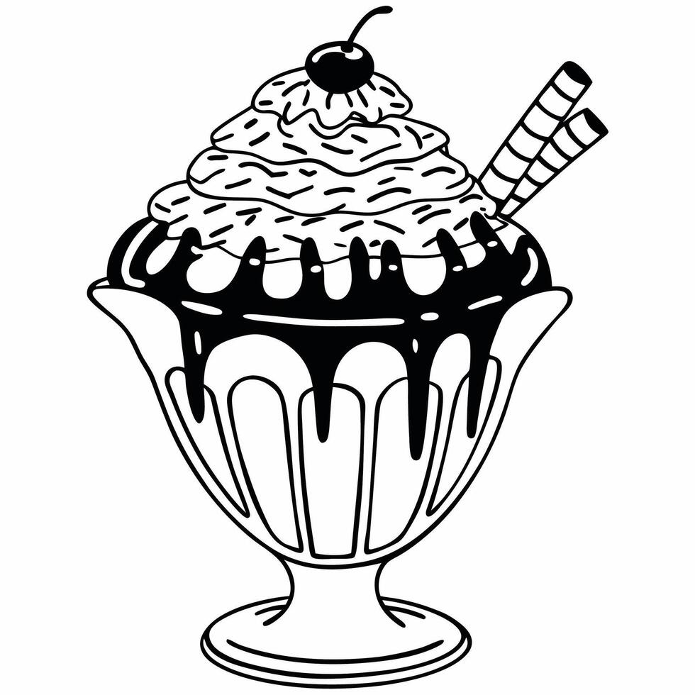 Ice cream sundae coloring pages lovely ice cream sundae coloring pages vector