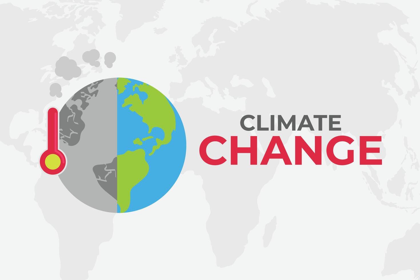 Half healthy and half polluted Earth, the impact of climate change and pollution. vector
