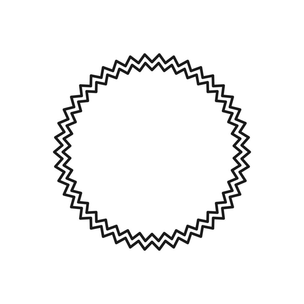 Zigzag badge outline in circular shape, perfect for stamps, labels, and certificates. vector