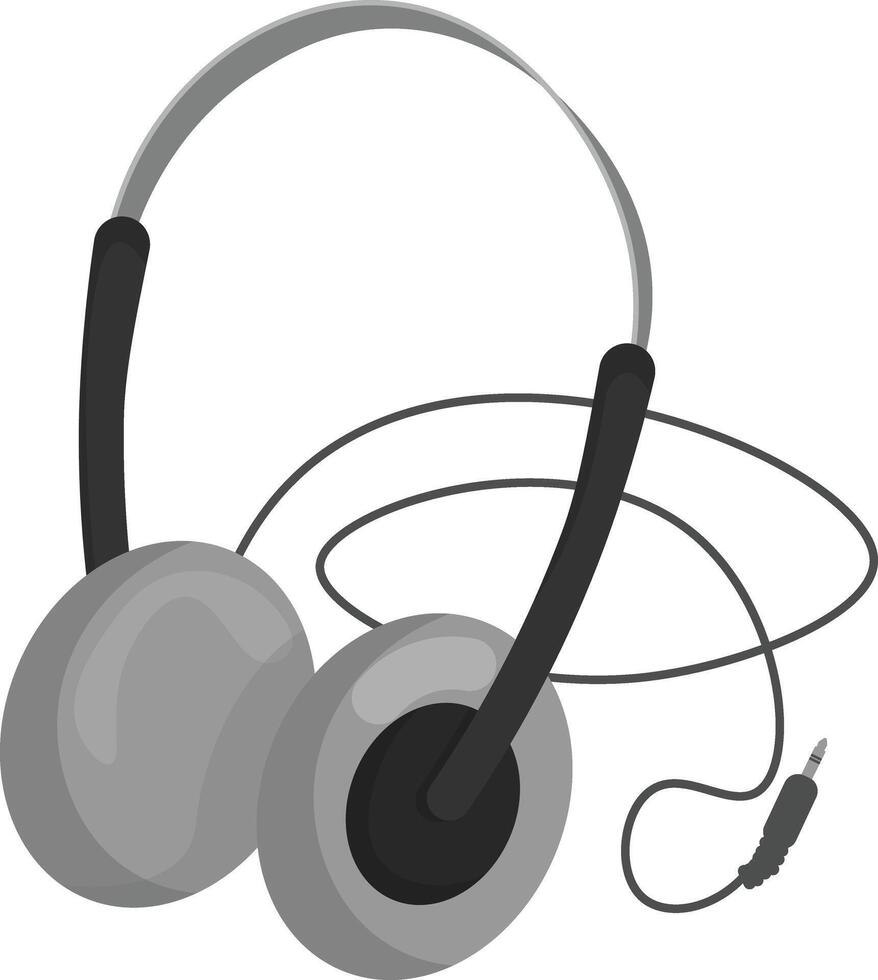 Gray Wired Headphones vector