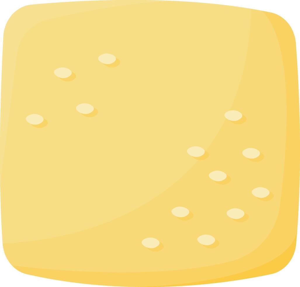 Square Slice of Vanilla Sponge Cake vector