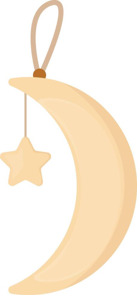 Crescent Moon and Star Christmas Tree Ornament vector