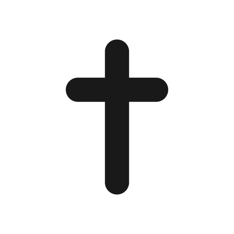 Rounded cross shape in solid black. Religious icon for graphic use. vector