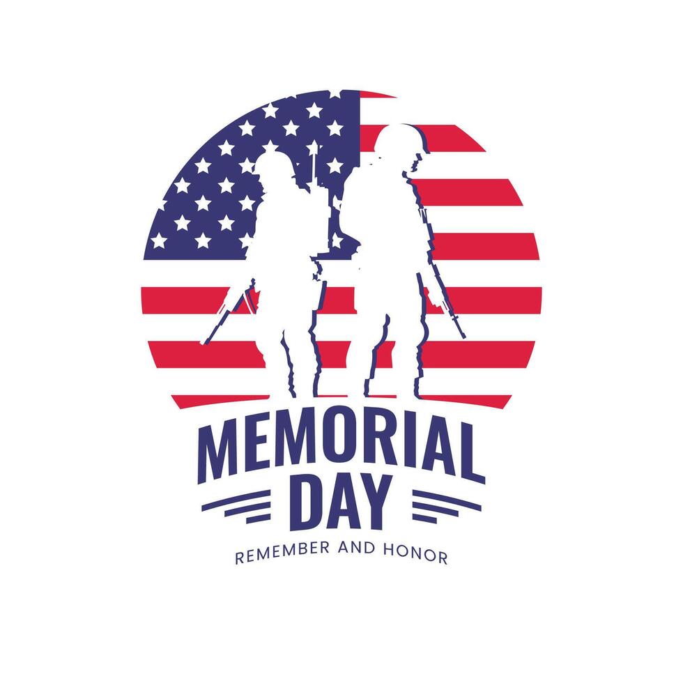 Soldiers standing in front of circle flag background. vector