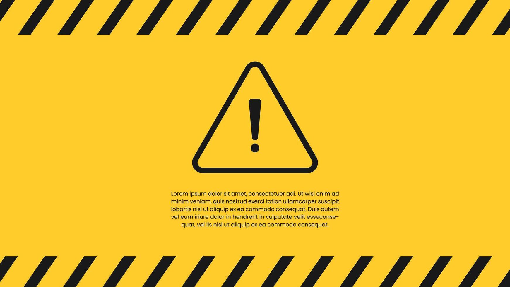 Yellow caution warning sign background with black hazard stripes. vector
