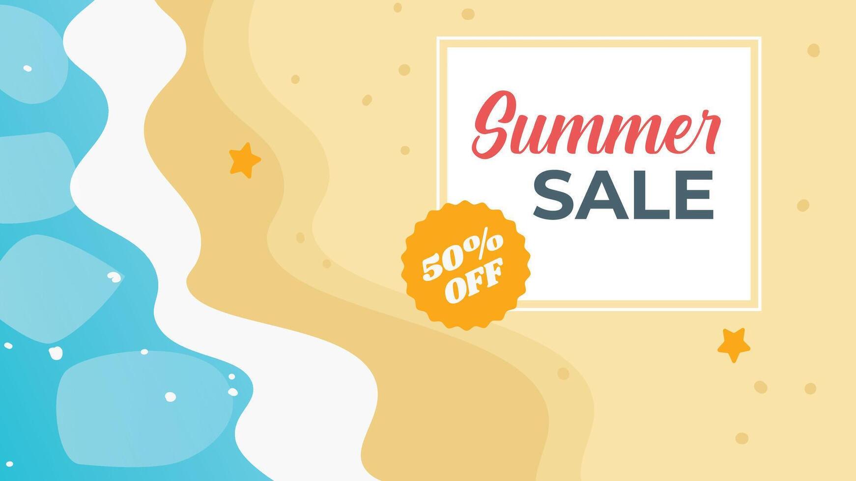Minimal beach layout with summer sale and discount badge. vector