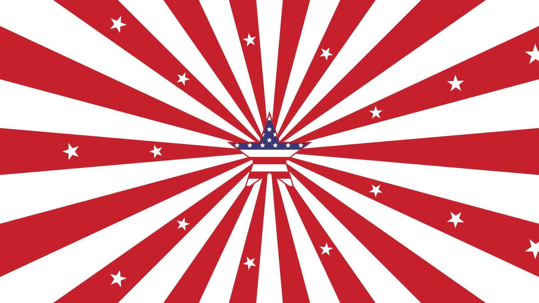 Red burst design with stars and white stripes. Classic style for July 4th. vector