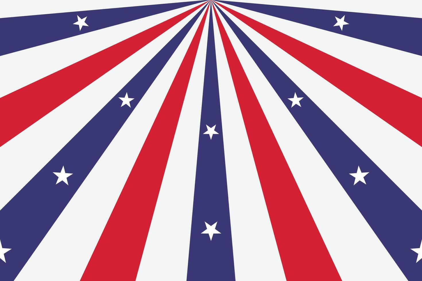 Horizontal sunburst background with stars in patriotic colors. vector