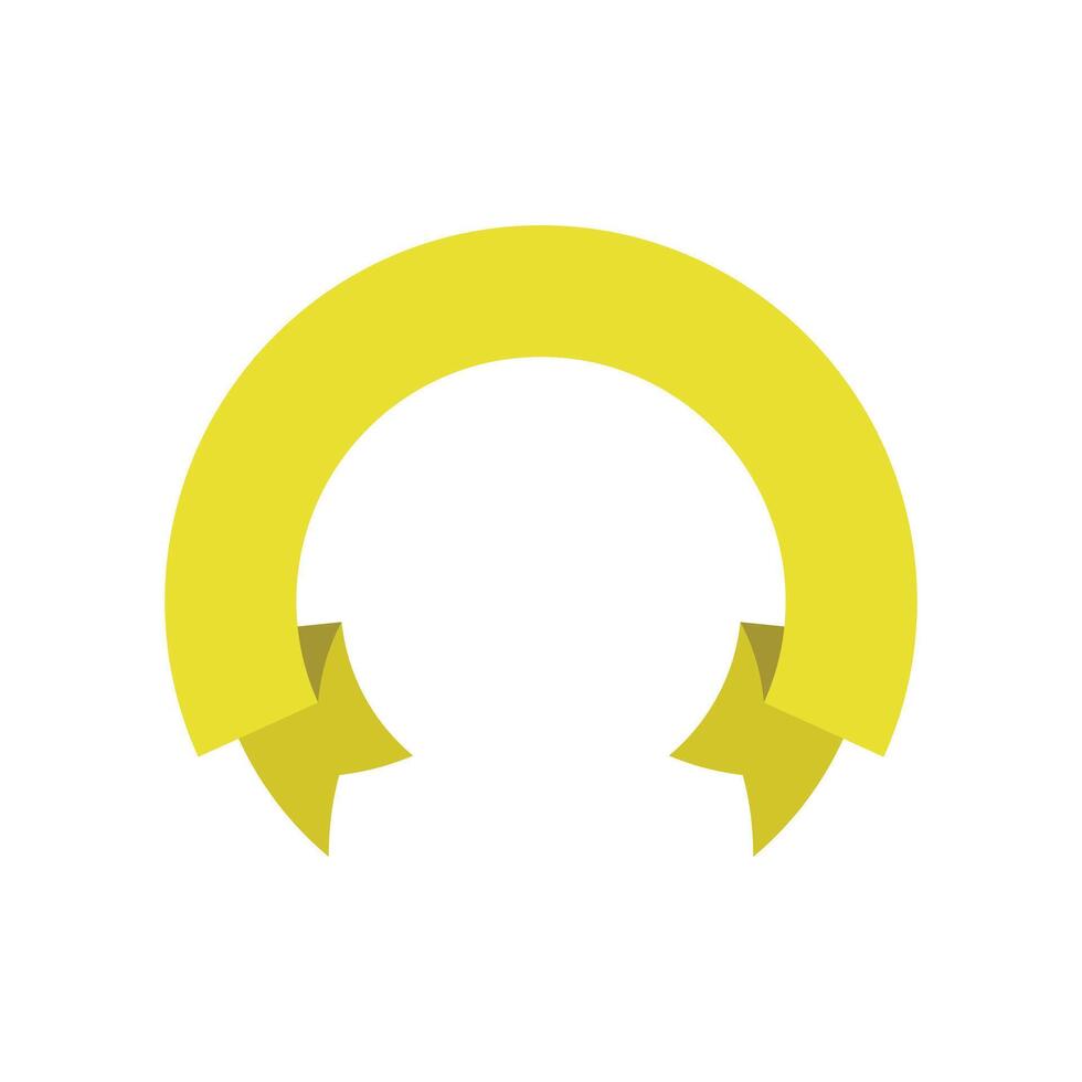 Curved yellow ribbon in semi-circular arch form for award or decorative use. vector