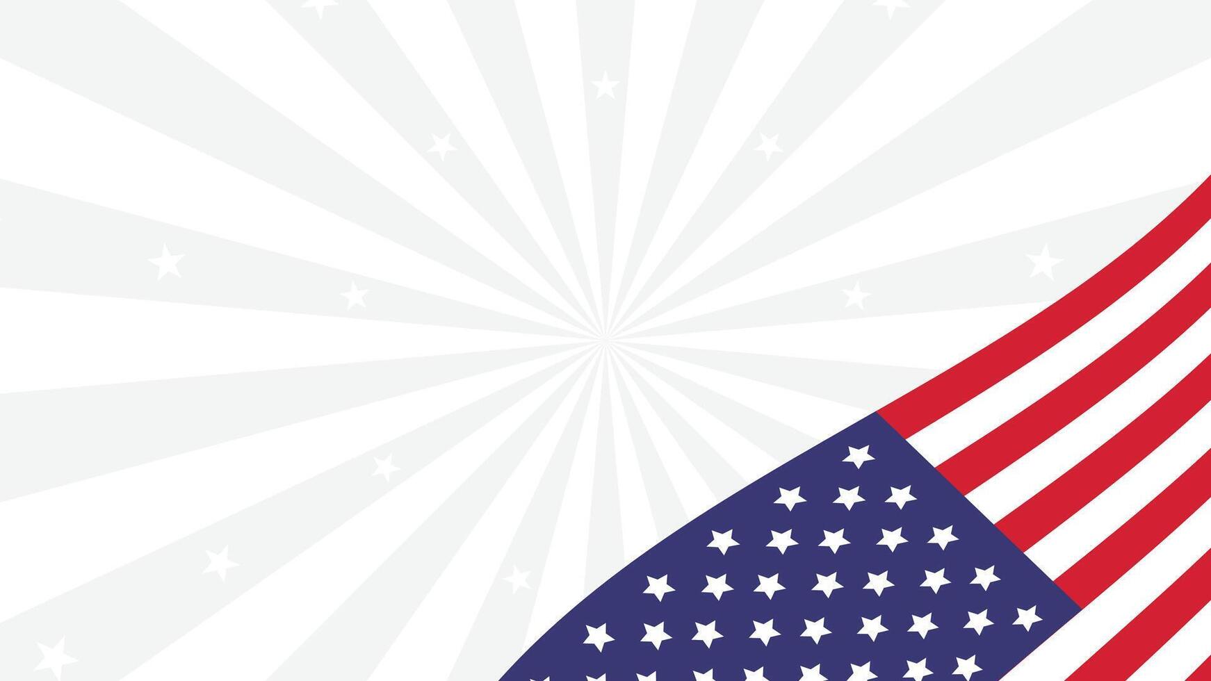 Abstract USA flag waving with radial starburst background. Perfect for July events. vector