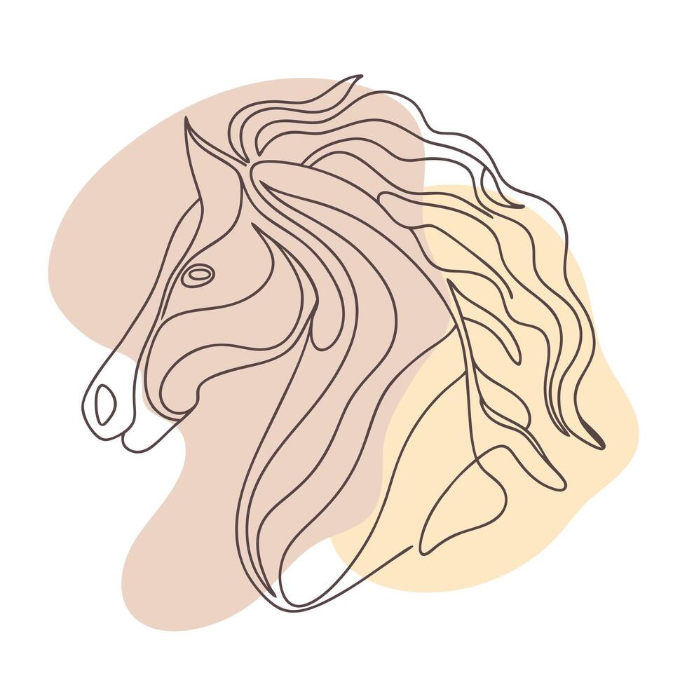 Abstract elegant horse head, line art. Hand drawn sketch illustration. vector