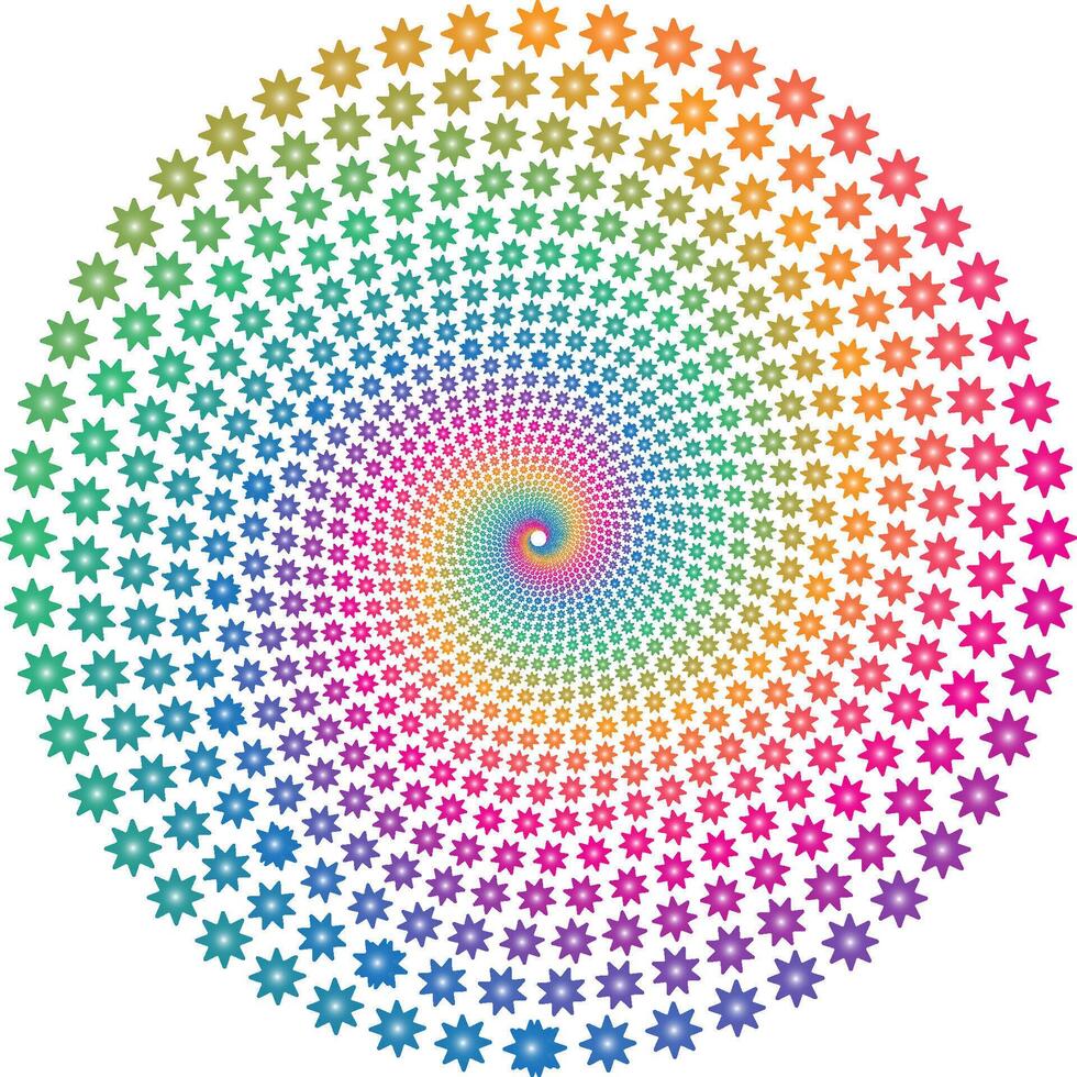 Rainbow star spiral twisted with light colors vector